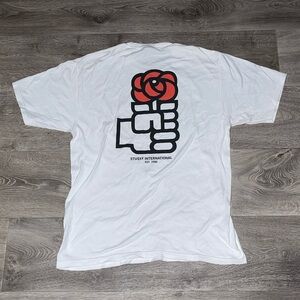 White Stüssy International Rose Fist tee